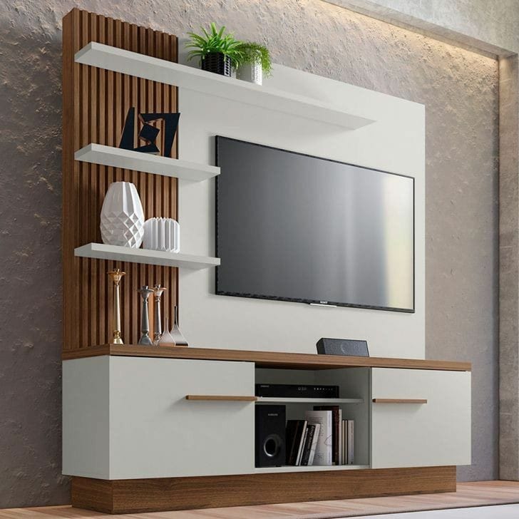 Natural Teak / Honey / Walnut Wooden Luna TV Unit, Feature : Eco Friendly, Hard Structure, Attractive Look