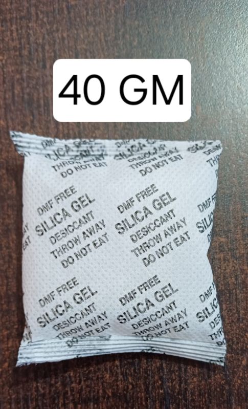 White Crystal Size 40 Gm Silica Gel Pouch, For Packaging, Adsorbent Variety : 35%