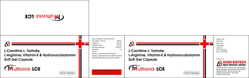 L-Carnitine L- Tartrate 500mg +L-Arginine 100 mg + Vitamin e ( 50%) 100mg +Hydroxocobalamin 750 mc