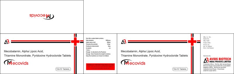 mecobalamin 1500mcg. alpha lipoic acid 100mg. thiamine mononitrate 10mg. pyridoxine hydrochloride
