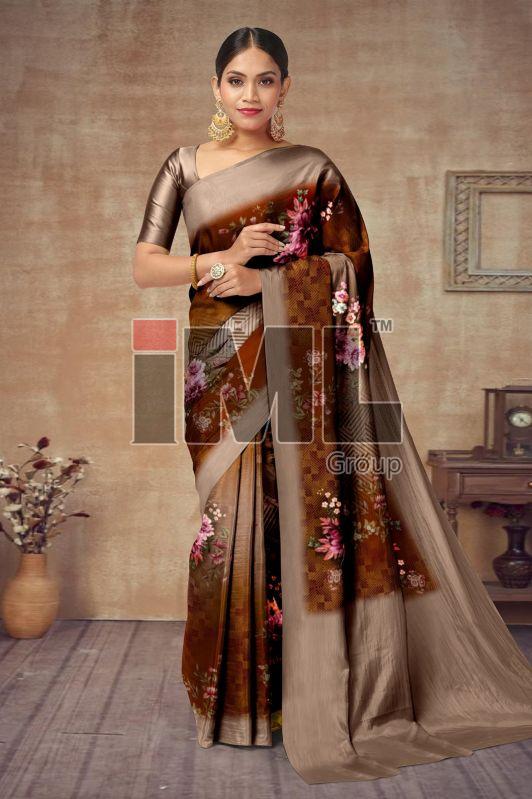 Party Wear Floral Printed Saree, Feature : Anti Shrink, Anti Wrinkle, Attractive Designs, Comfortable