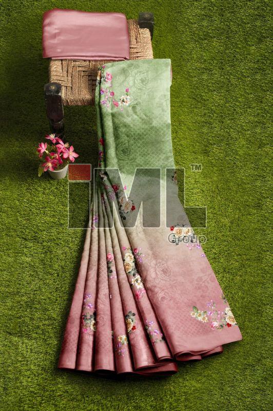 Pure Linen Floral Printed Saree