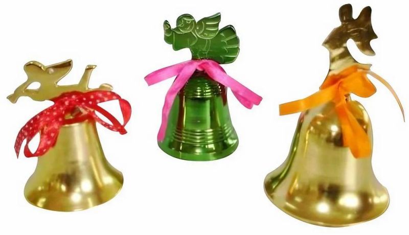 Golden Antique Plain Brass Christmas Bell, for Decoration