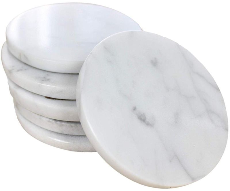 Round Polished Marble Coaster, for Decoration Use, Hotel Use, Restaurant Use, Tableware, Size : 4'4