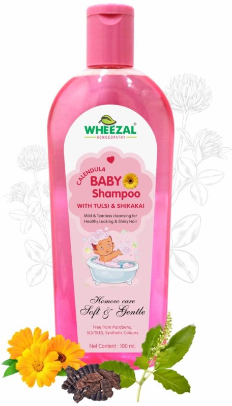 Shikakai 0.50 Wheezal Calendula Baby Shampoo, Packaging Size : 100 Ml, 200ml