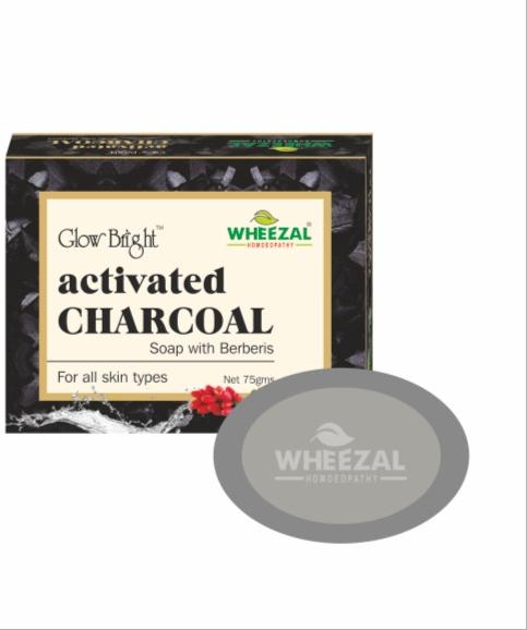 Wheezal Glow Bright Activated Charcoal Soap for Bathing
