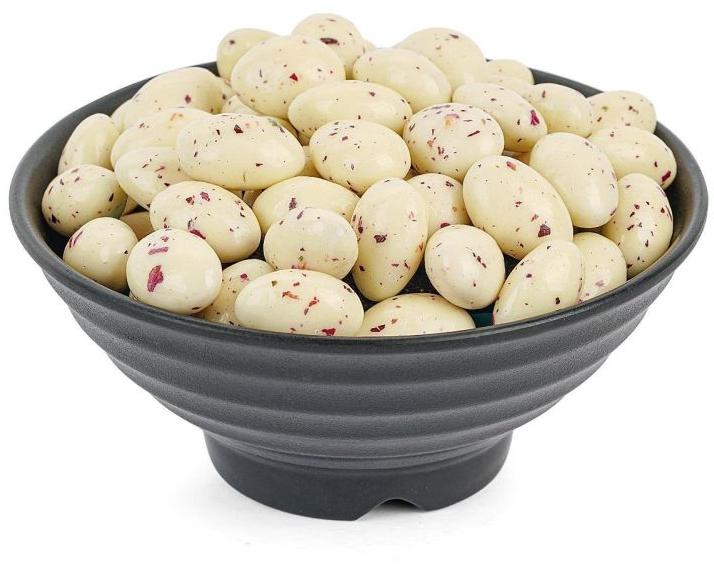 Creamy Rose Petal White Chocolate Coated Almonds, For Human Consumption, Taste : Sweet