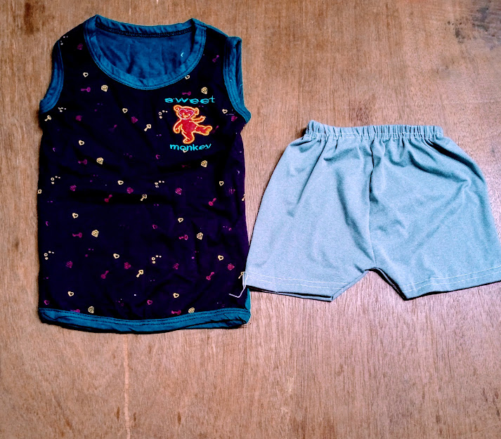 Multicolor Sleeveless Boys T-Shirt and Shorts Set, Size : M, L, XL, 2XL