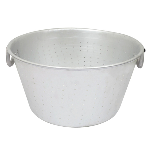 Singla Grey Round Polished Aluminium Rice Strainer, Size : Standard