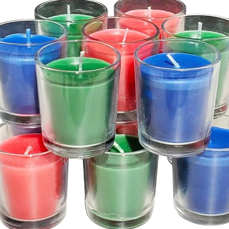 Plain Wax Handmade Glass Candle, for Lighting, Decoration, Speciality : Smokeless, Moisture Resistance