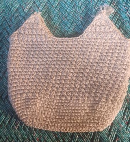 Creamy Plain Cotton Crochet Handbags, Size : Standard