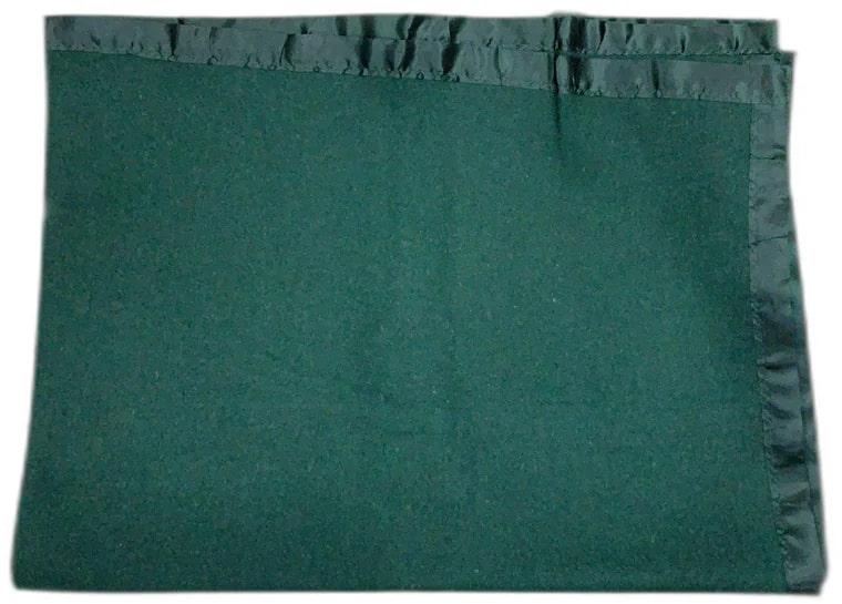 Green Rectangle Plain Milled Defence Woolen Blanket, for Home, Travel, Hotel, Size : Standard