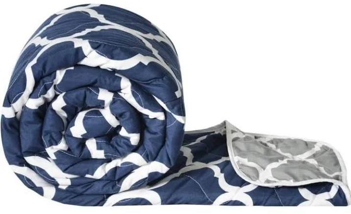 Blue Printed Cotton Double Bed AC Blanket, Technics : Machinemade