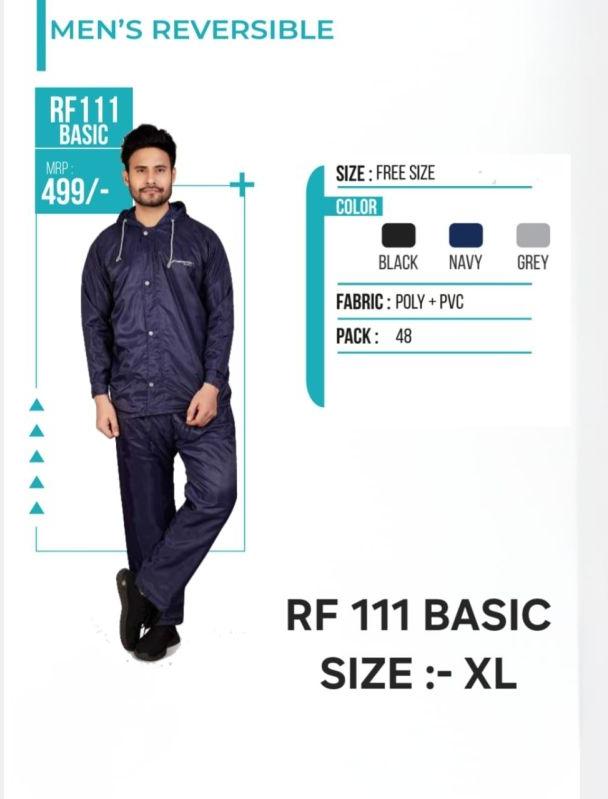 ZEEL Plain Fabric raincoat, Model Number : RF111 BASIC