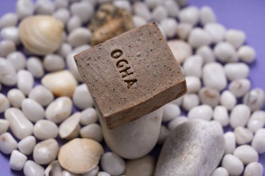 Ogha Solid Rectangle Vanilla Scrub Soap, for Bathing, Packaging Type : Plastic Packet