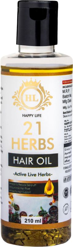 Yellow Liquid 21 Herbs Hair oil, for Anti Dandruff, Hare Care, Packaging Type : Plastic Bottle