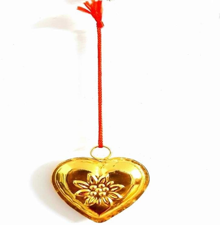 Golden Metal Christmas Hanging Heart, for Decoration, Gifting, Size : 2.5 Inch Red Speckle