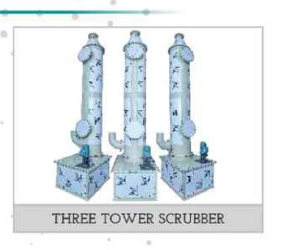 White 380V Semi Automatic Electric Three Tower Scrubber, for Industrial Use
