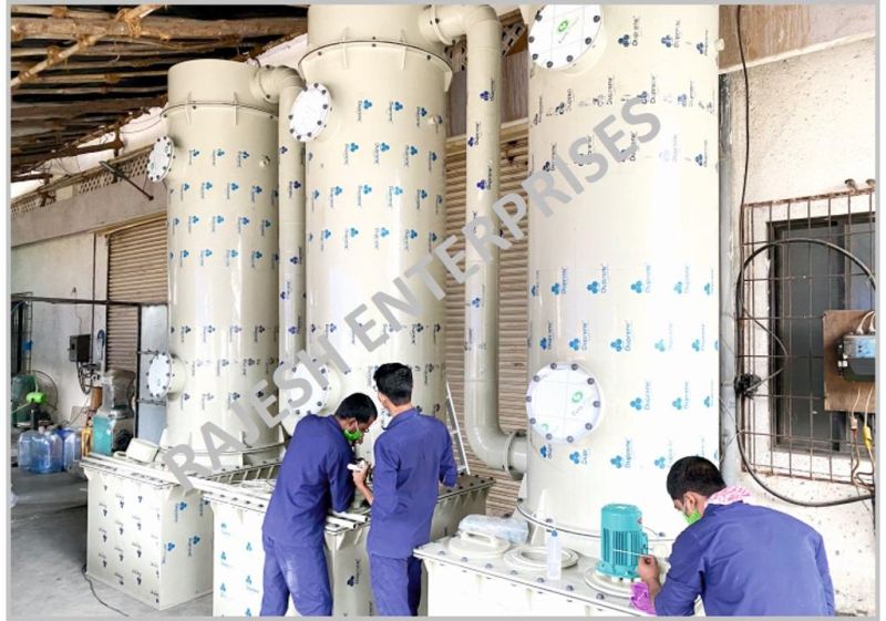 White 380V Electric Triple Tower Scrubber, for Industrial Use, Automatic Grade : Semi Automatic