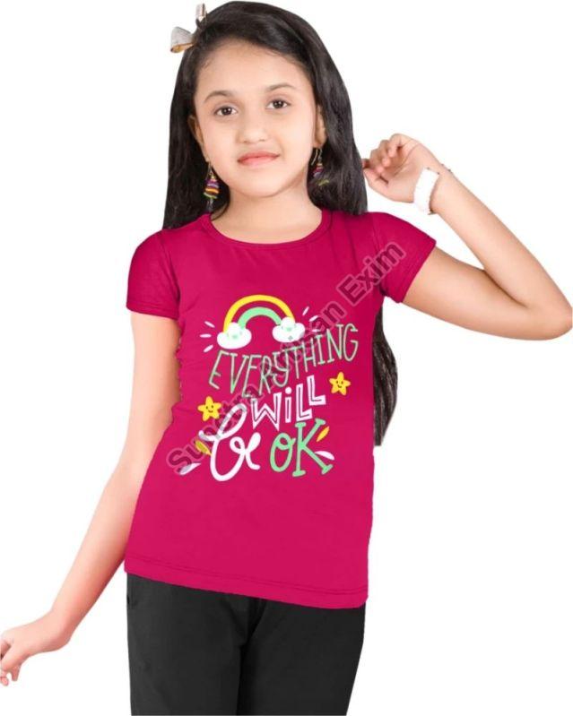 Printed Girls T-Shirt, Size : All Sizes