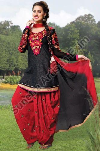 Round Neck Ladies Patiala Suit, Size : All Sizes