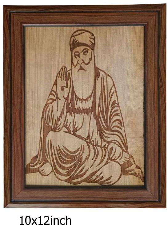 Guru Nanak Dev Ji Wooden Frame, Frame Type : Hardwood