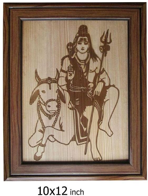 Nandi and Shiva MDF Wooden Frame, Size : 10x12 Inch