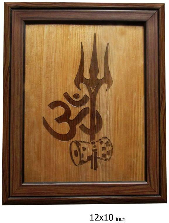 Wooden Lord Shiva Trishul Wall Frame, Size : 12x10 Inch