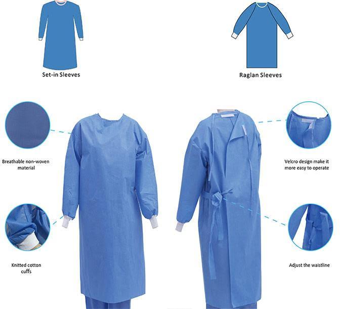Blue Full Sleeve Plain Non Woven Isolation Surgical Gown, for Hospital, Size : All Sizes