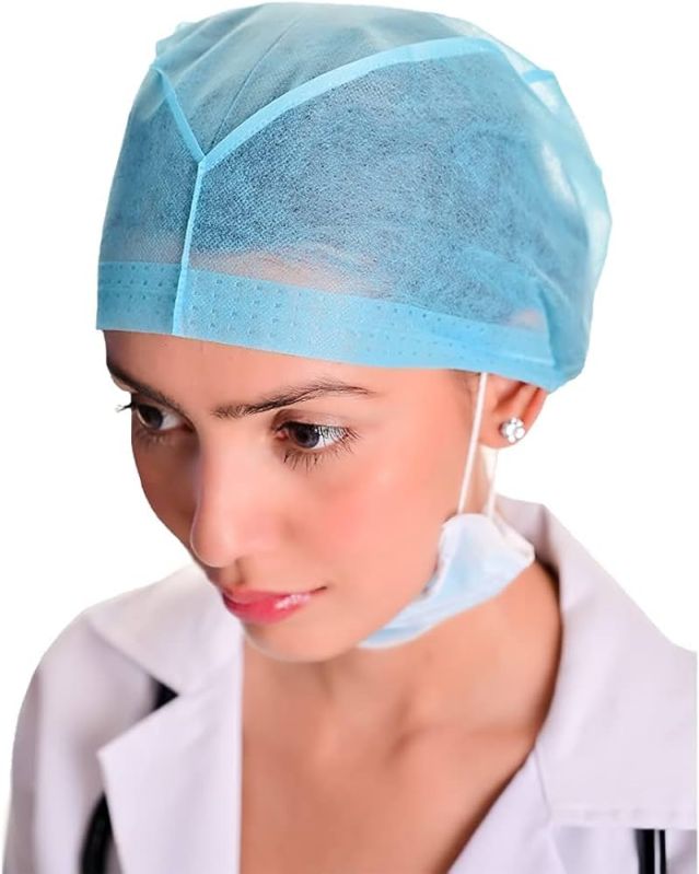 Non Woven Disposable Surgical Cap, for Hospital Use, Color : Sky Blue