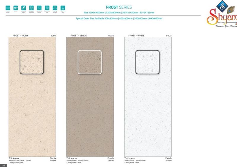 Rectangular Plain Frost Series Quartz Tile, for Floor Covering, Size : Multisizes