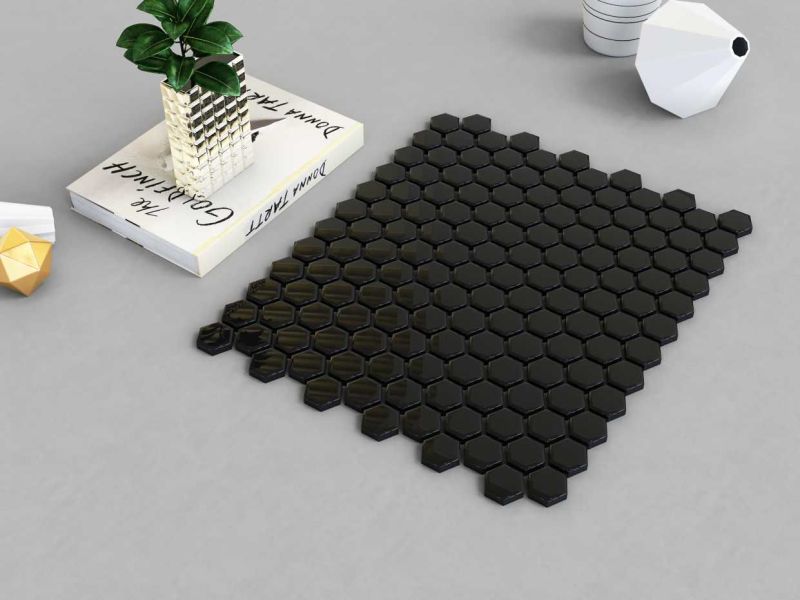 Polished Hexagon Porcelain Mosaic Tiles, For Kitchen, Interior, Exterior, Elevation, Bathroom, Packaging Type : Carton Box