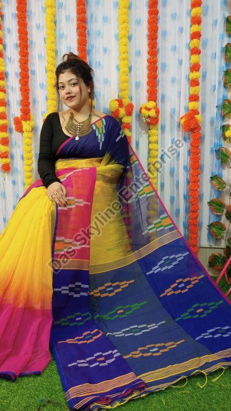 Ladies Multicolor Handloom Cotton Silk Saree, Width : 5.5 Meter