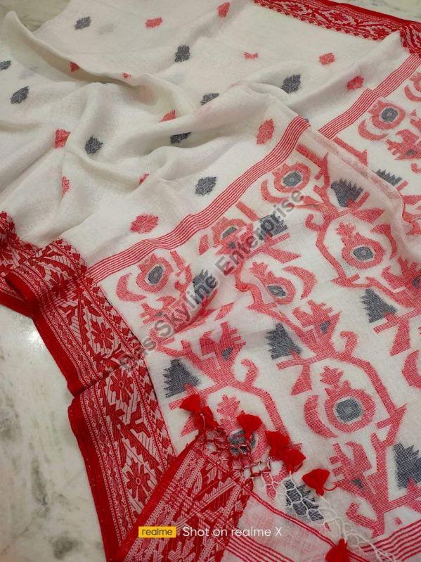 Ladies Printed Handwork Jamdani Saree, Width : 5.5 Meter