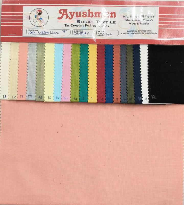 100% cotton linen shirting fabric, for Apparel/Clothing, Width : 58 inch