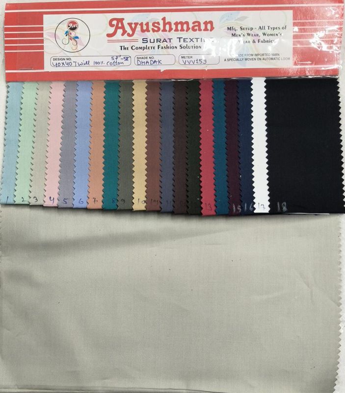 40*40 twill 100% cotton shirting fabric