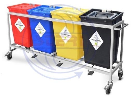 Steri Wheeled Waste Segregation Trolley For Moving Dustbin