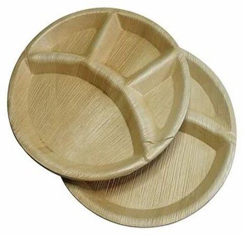 Palm Leaf 4 Partition Round Plate for Restaurant, Bar, Hotel, Wedding