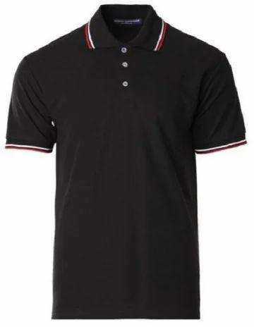 Mens Black Polycotton Polo T-shirt