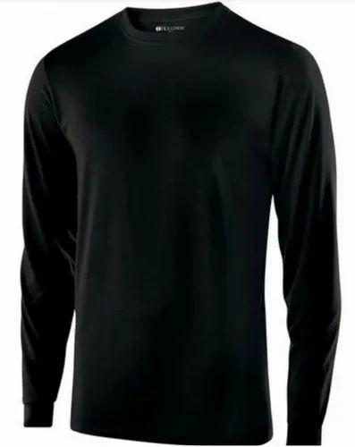 Mens Black Round Neck Cotton Sweatshirt