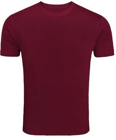 Mens Maroon Round Neck T-Shirt