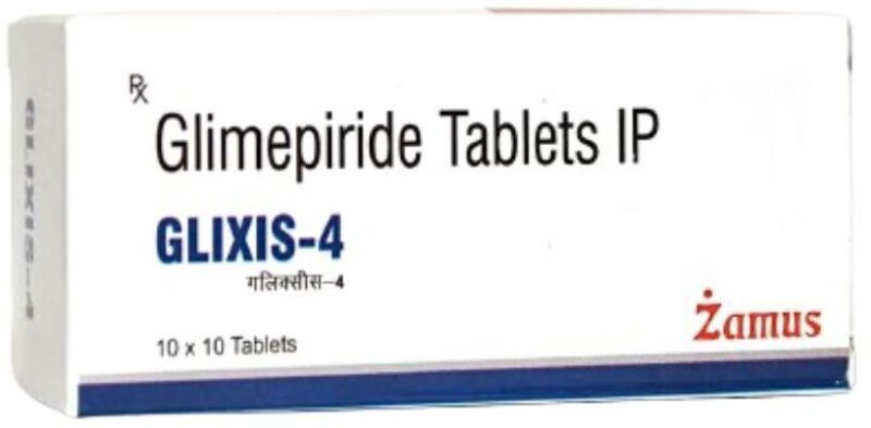 Glixis-4 Glimepiride Tablets, Packaging Type : Strips