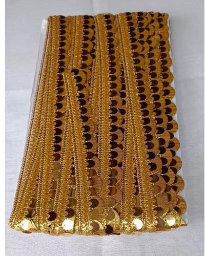 Golden Polyester Lace, Width : 3 Inch