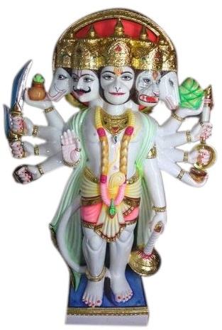 Printed Hanuman Panchmukhi Marble Statue, Color : Multi Colours