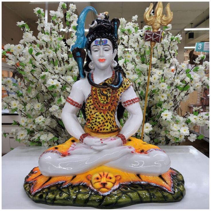 Multicolors Printed Polished Mahadev Marble Statue