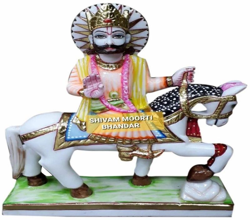 Printed Ramdev Ji Marble Statue, Color : Multicolors