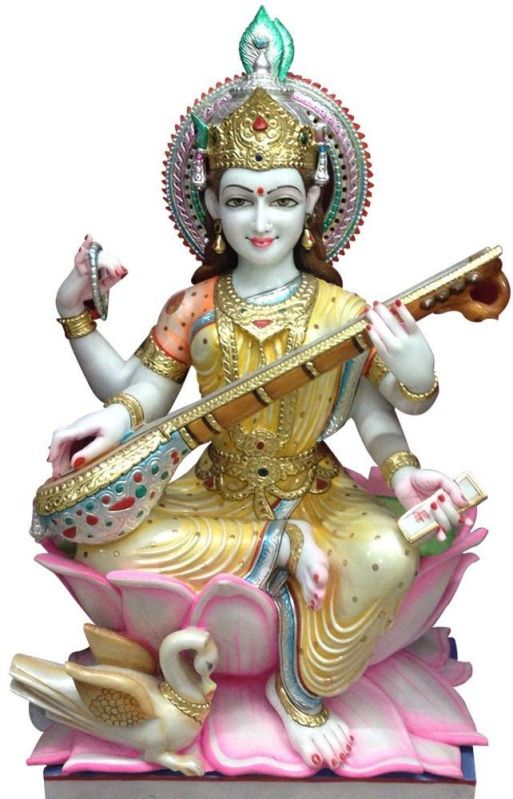 Printed Polished Saraswati Marble Statue, Speciality : Shiny, Dust Resistance