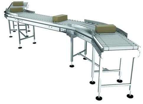 Polished Stainless Steel Flexible Gravity Conveyor, Color : Silver