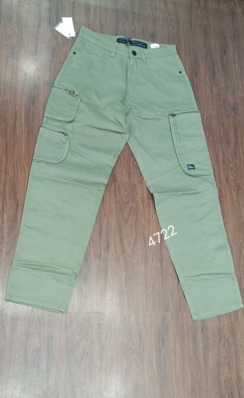 Olive Green Mens Cotton Cargo Pant, Specialities : Impeccable Finish, Comfortable
