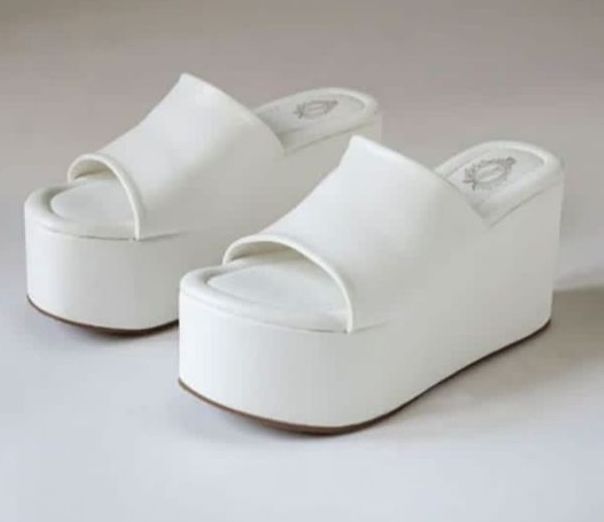 Ladies White Wedges, Sole Material : PVC